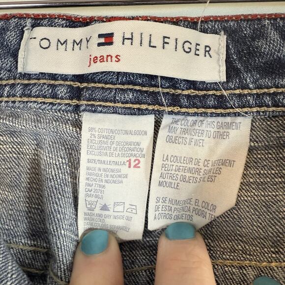 VTG 2003 Y2k TOMMY HILFIGER Jeans Womens SIZE 32x30 Wide Leg Flap Pocket Size 12 - Picture 10 of 11